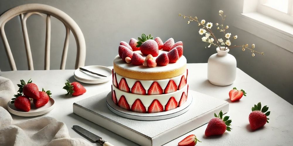 Fraisier classique avec génoise et crème mousseline