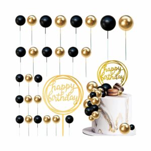 Kit décoration gâteau anniversaire – Noir & Or