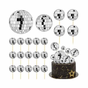 Kit décoration gâteau boules disco miroir argent