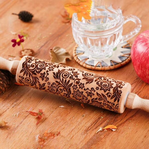 Rouleau à pâtisserie gravé motif oriental – Image 3