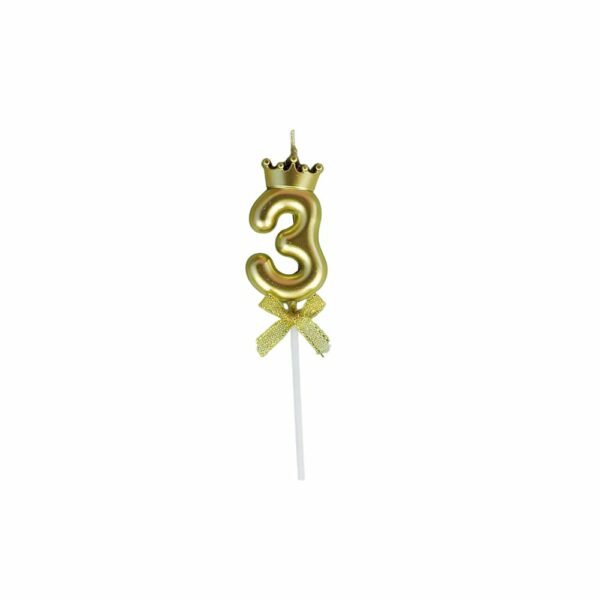 Bougies décoratives ballon doré & couronne – Chiffres 0 à 9 – Image 8