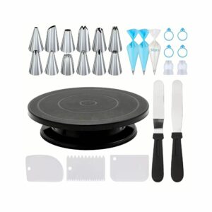 Kit de décoration pour gâteau avec plateau tournant – noir