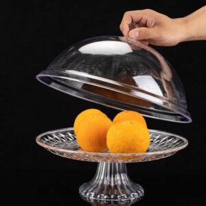 Cloche à gâteau en plastique transparent avec plat