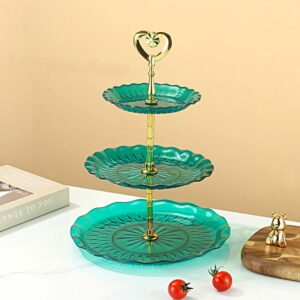 Présentoir à gâteaux 3 étages – vert émeraude transparent