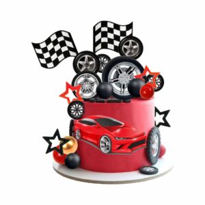 Kit décoration gâteau anniversaire thème course auto