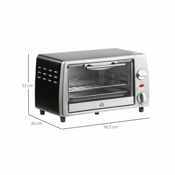 Mini-four à pâtisserie 36,5 x 26 x 22 cm – Inox & Noir – Image 3