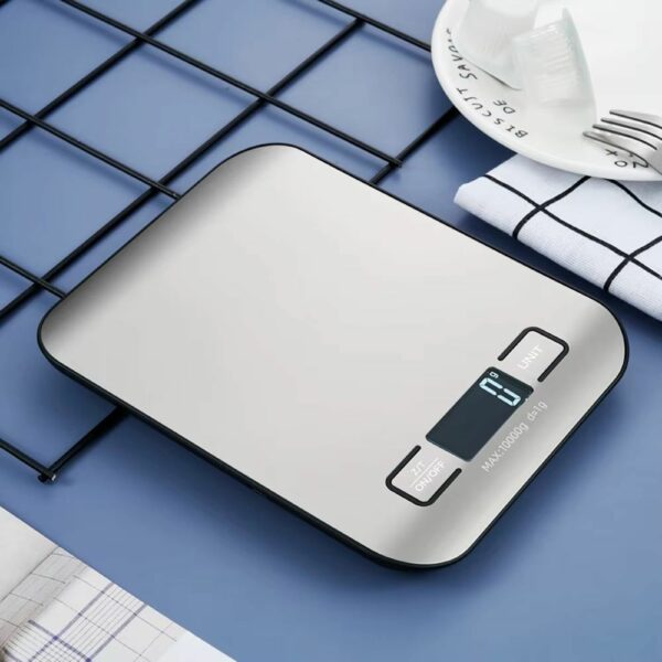 Balance de cuisine électronique avec écran bleu – inox – Image 3