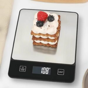 Balance de cuisine numérique à écran noir – finition inox