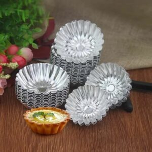 Lot de 10 Moules à tartelettes en métal – motif marguerite